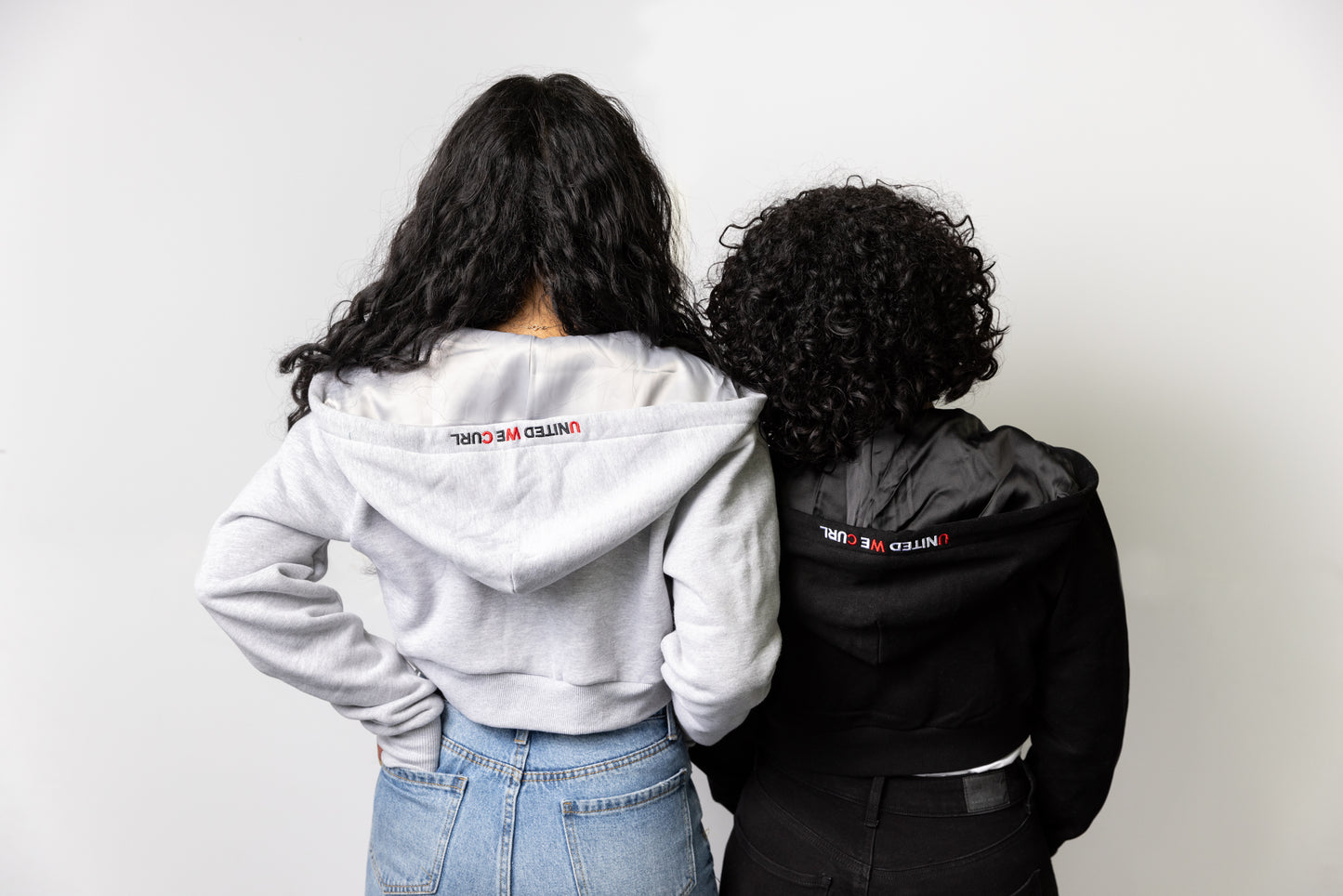 United We Curl Satin Lined Hoodie: Cropped Length