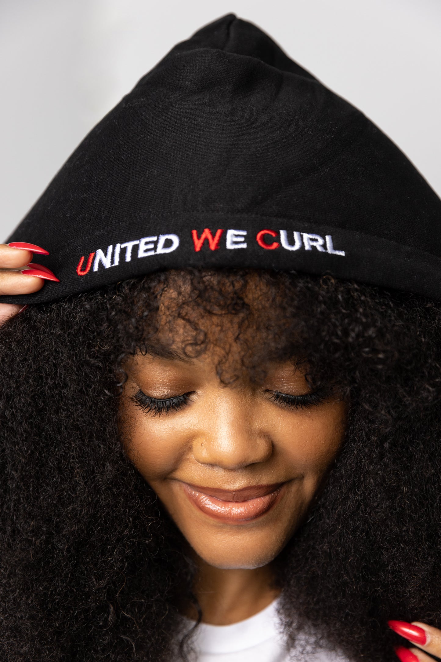 United We Curl Satin Lined Hoodie: Full Length