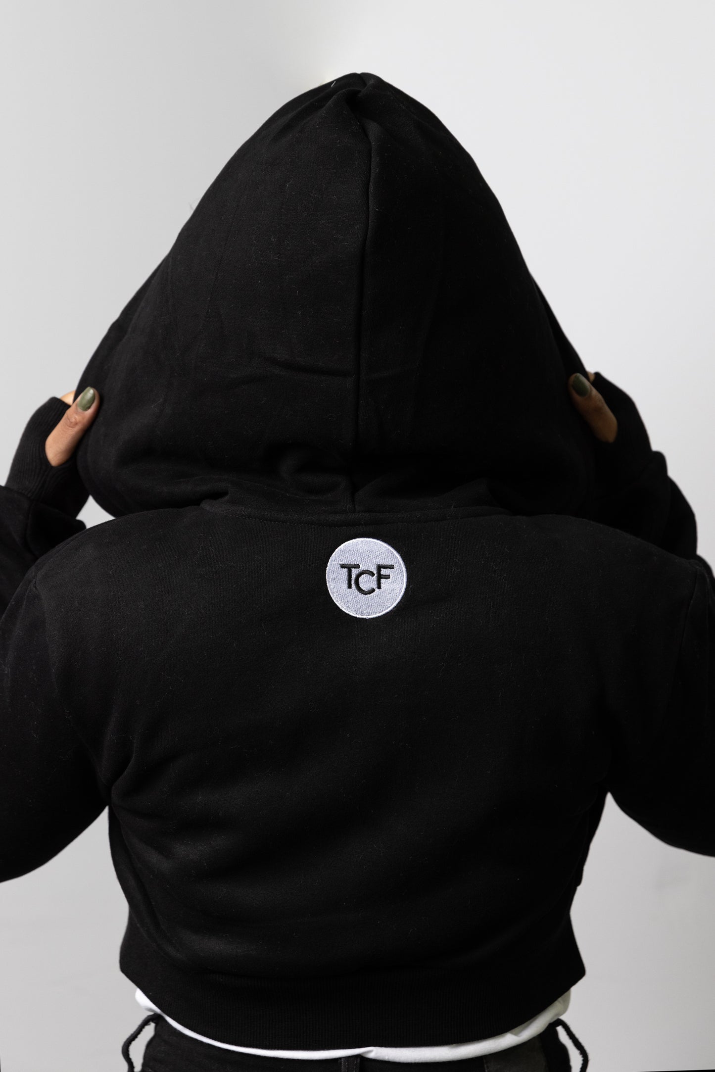United We Curl Satin Lined Hoodie: Cropped Length