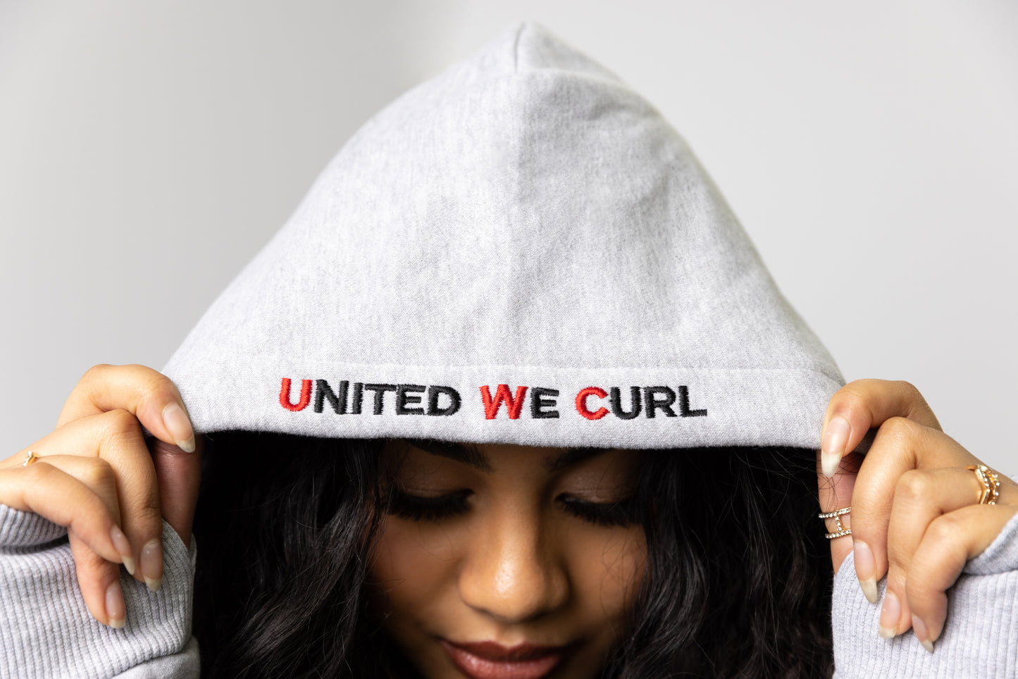 United We Curl Satin Lined Hoodie: Cropped Length