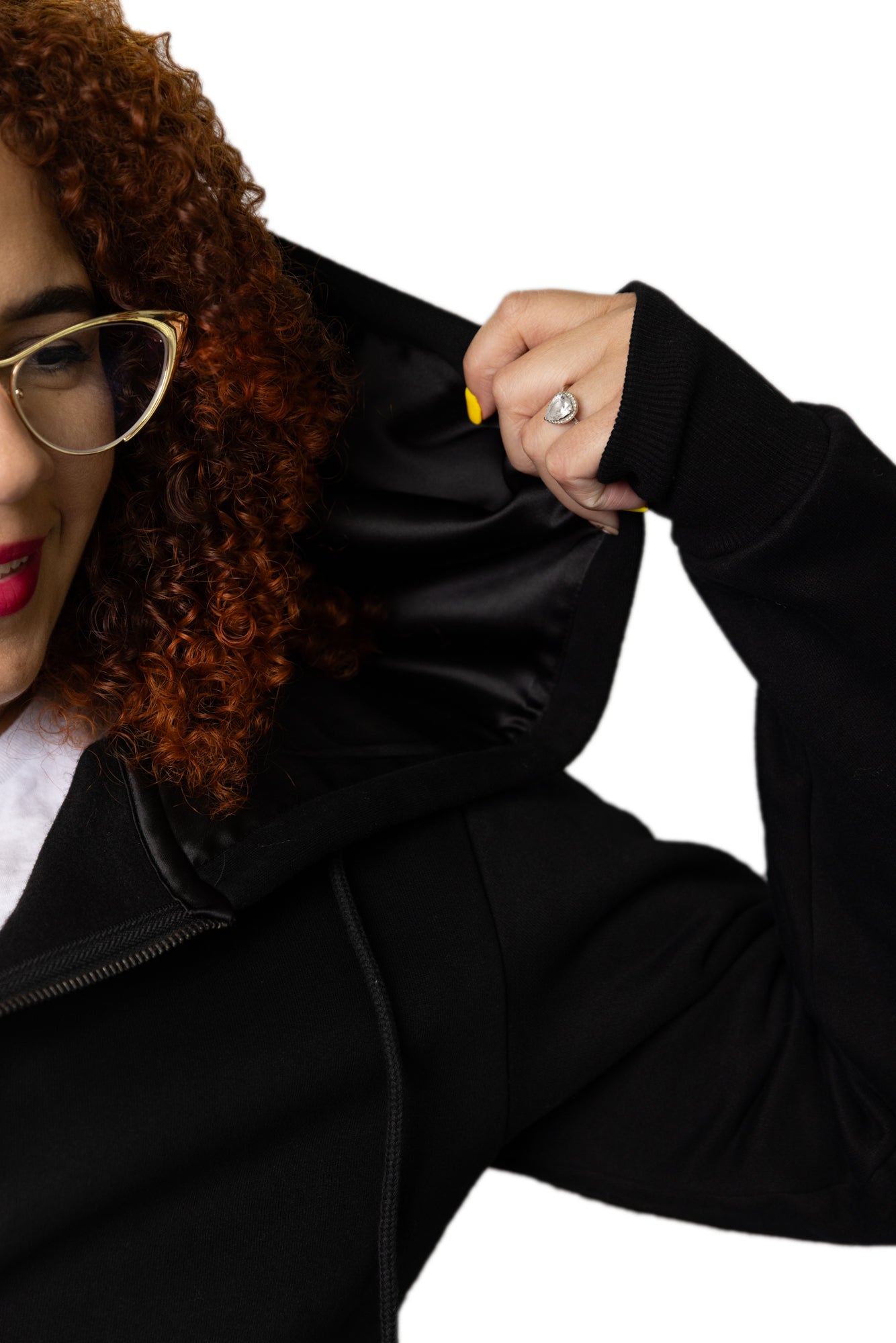 United We Curl Satin Lined Hoodie: Cropped Length