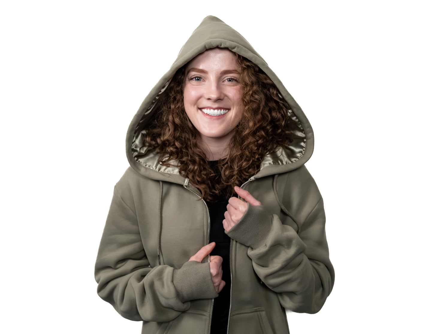 The Curl Factor Satin Lined Hoodie: Full Length